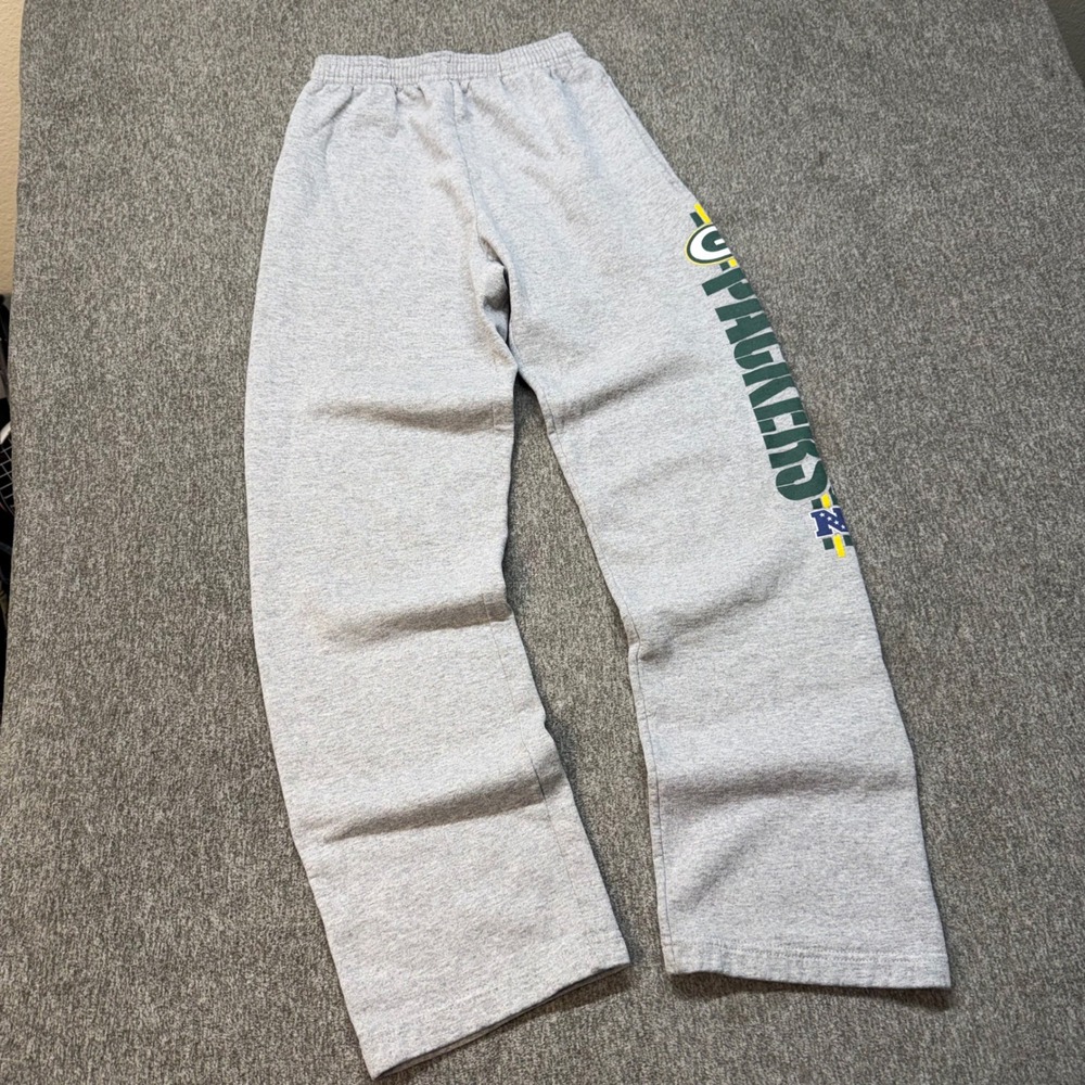 NFL Team Apparel Green Bay Packers Sweatpants Mens Gray Fleece Pants 1219